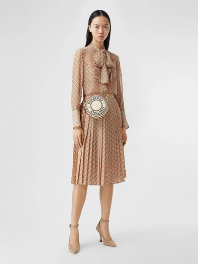 Shop Burberry Logo Graphic Canvas And Leather Louise Bag In Natural/tan