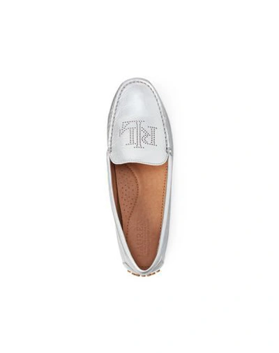 Shop Lauren Ralph Lauren Barlett Nappa Driver Woman Loafers Silver Size 5.5 Goat Skin