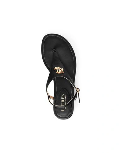 Shop Lauren Ralph Lauren Ellington Leather Sandal Woman Thong Sandal Black Size 6.5 Calfskin
