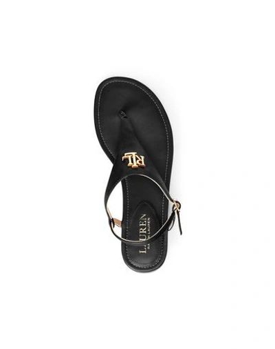 Shop Lauren Ralph Lauren Ellington Leather Sandal Woman Thong Sandal Black Size 7 Calfskin