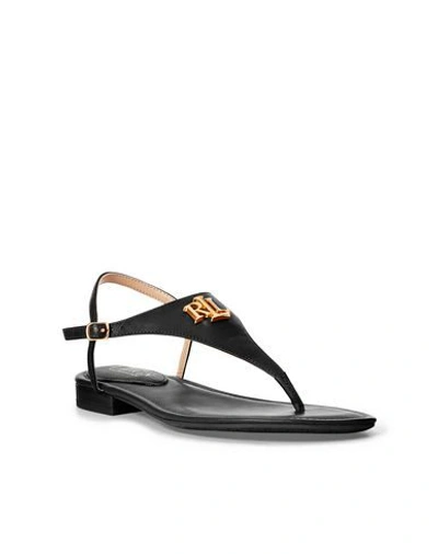 Shop Lauren Ralph Lauren Ellington Leather Sandal Woman Thong Sandal Black Size 7 Calfskin