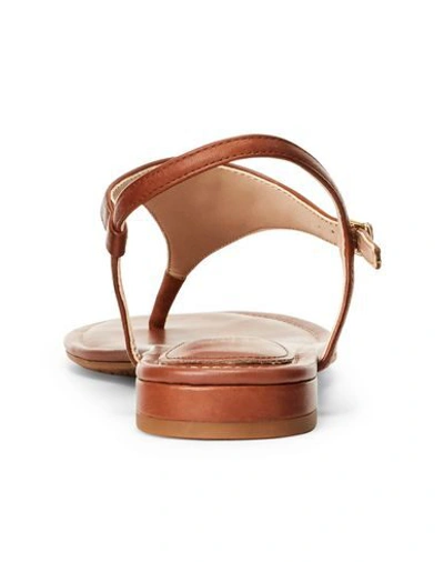 Shop Lauren Ralph Lauren Ellington Leather Sandal Woman Thong Sandal Brown Size 6.5 Calfskin