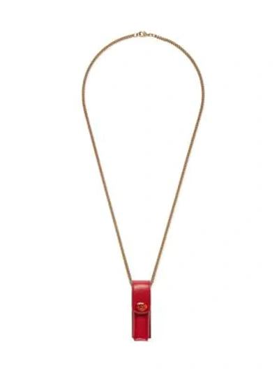 Shop Gucci Leather Single Porte-rouges In Poppy Red