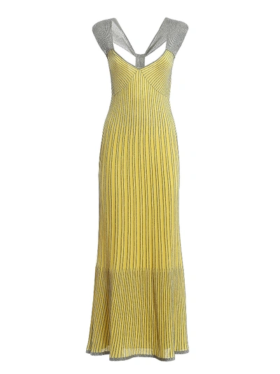 Shop M Missoni Striped Lurex-knit Maxi Dress In Yellow