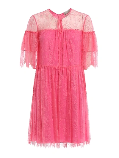 Shop Be Blumarine Lace Short Dress In Pink