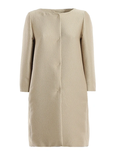 Shop Herno Crepe Tech Fabric Coat In Beige