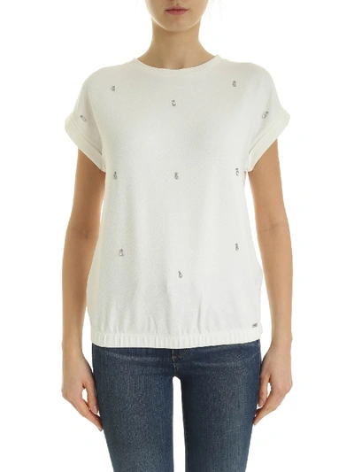 Shop Fay T-shirt With Rhinestones In White
