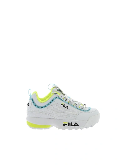 Shop Fila Disruptor Logo Sneakers In White And Neon
