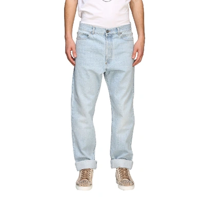 Shop Balmain Jeans In Used Denim In Stone Washed
