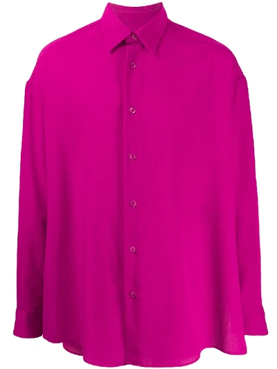 Shop Ami Alexandre Mattiussi Oversized Side Slits Shirt In Pink