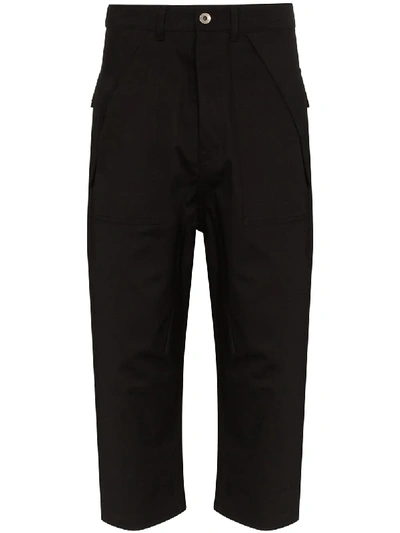 Shop Rick Owens Drkshdw Cropped Cotton Cargo Jeans In Black