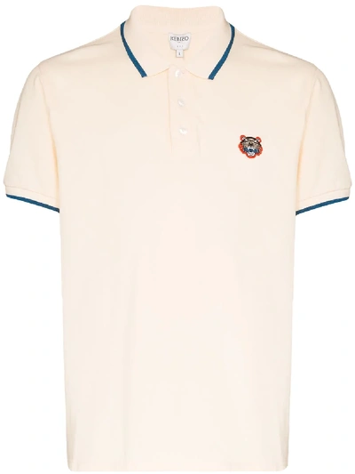 Shop Kenzo Tiger Embroidery Polo Shirt In Neutrals