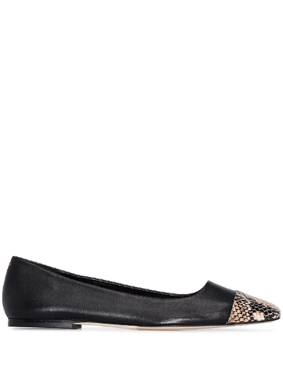 BLACK GIGI FLAT LEATHER PUMPS