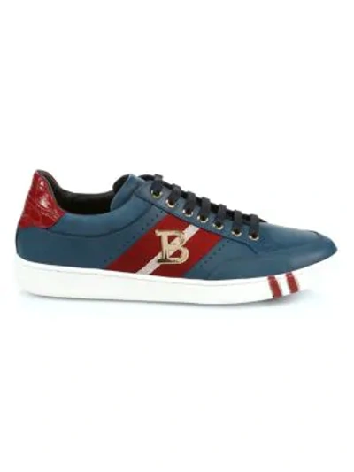 Shop Bally Wilsy Leather Sneakers In Blue
