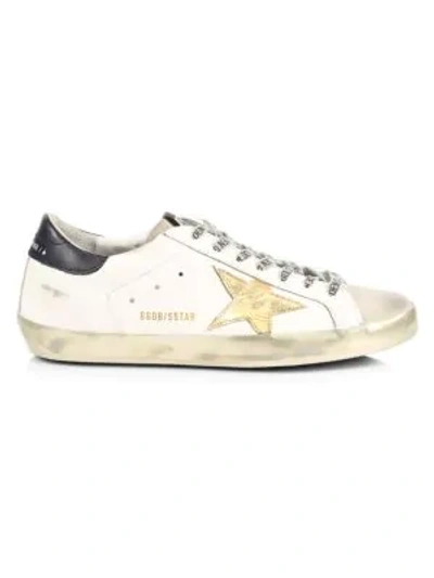 Shop Golden Goose Men's Superstar Leather Sneakers In White Leather