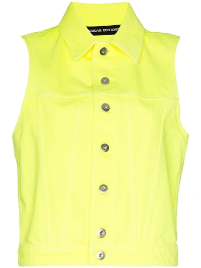 Shop Kwaidan Editions Sleeveless Denim Vest In Yellow