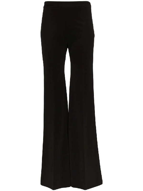 black high waisted flared trousers