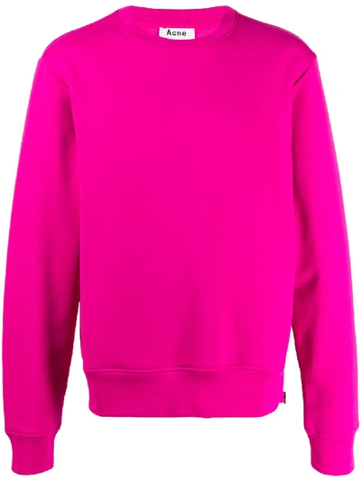 Shop Acne Studios Logo-zip Crew-neck Sweatshirt In Pink