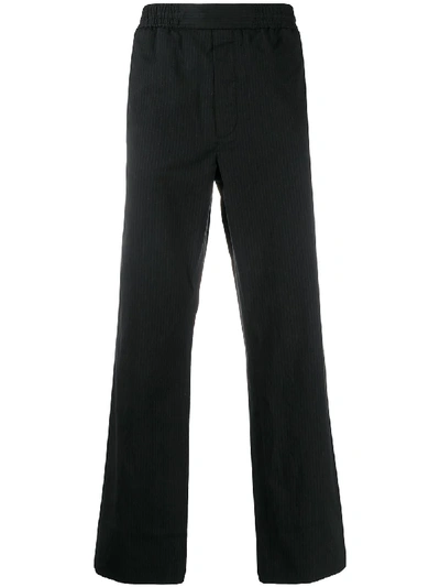 Shop Acne Studios Pinstriped Cropped Trousers In Black