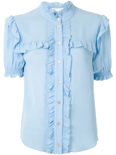 Shop Nk Ruffle Trim Blouse In Blue