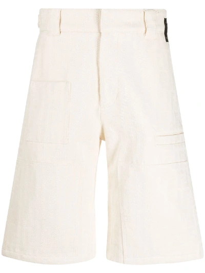 Shop Fendi Jacquard Ff Motif Bermuda Shorts In Neutrals