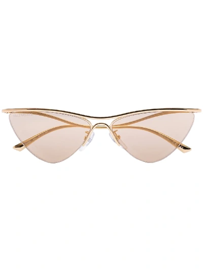 Shop Balenciaga Curve Cat Eye-frame Sunglasses In Gold