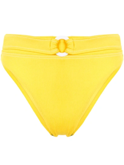 Shop Suboo Belted High-cut Bikini Bottoms In Yellow