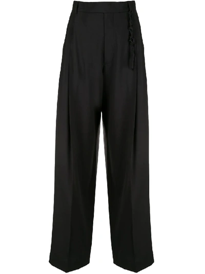 Shop Rochas Wide-leg High-waisted Trousers In Blue