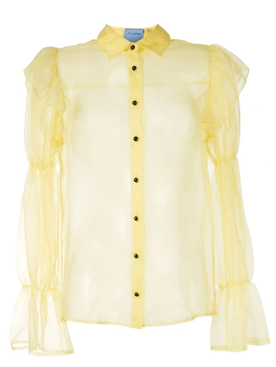 Macgraw Souffle Sheer Blouse In Yellow
