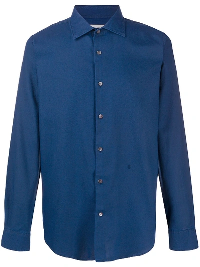 Shop Closed Long-sleeve Fitted Shirt In Blue