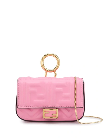 Shop Fendi Nano Baguette Bag Charm In Pink