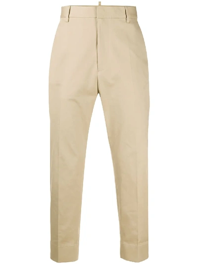 Shop Dsquared2 Mid-rise Tapered Trousers In Neutrals