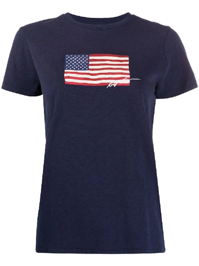 Shop Polo Ralph Lauren Usa Flag T-shirt In Blue