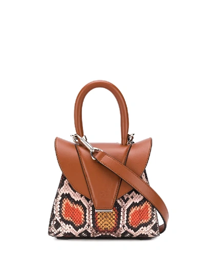 Shop Elena Ghisellini Snakeskin Shoulder Bag In Brown