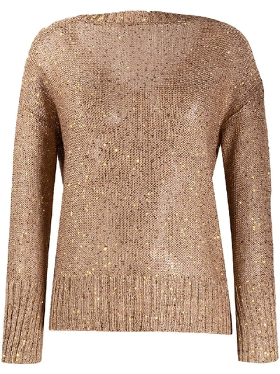 Shop Snobby Sheep Sequin Embroidered Sweater In Brown