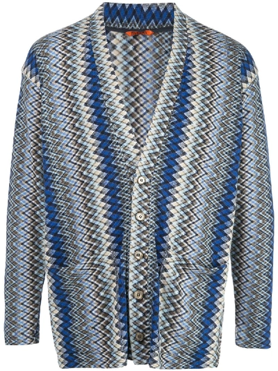 Shop Barena Venezia Cardigan Mit Zickzackmuster In Blue ,multicolour