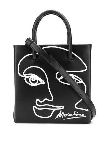 Shop Moschino Cornely-drawing Tote Bag In Black