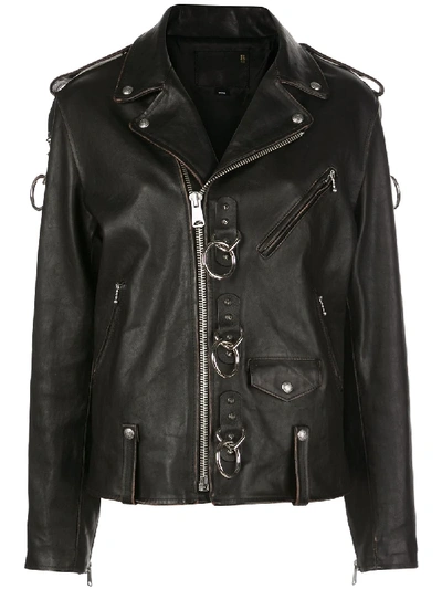 Shop R13 Leather Short Biker Jacket In Black