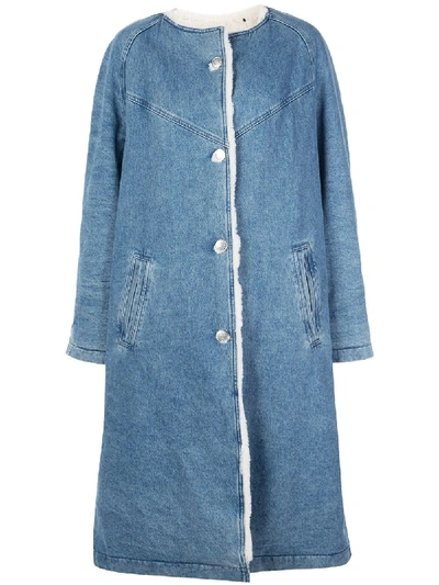 Shop Isabel Marant Kaleia Denim Single-breasted Coat In Blue