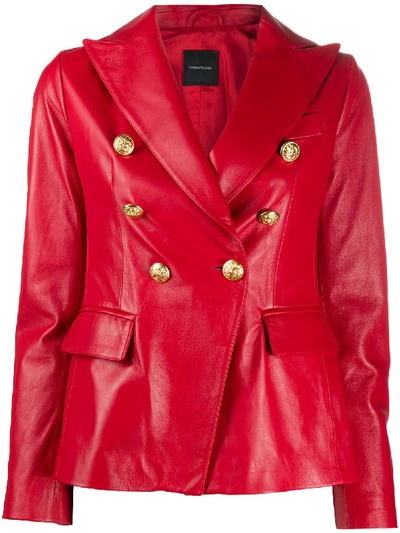 Shop Tagliatore Leather Blazer In Red