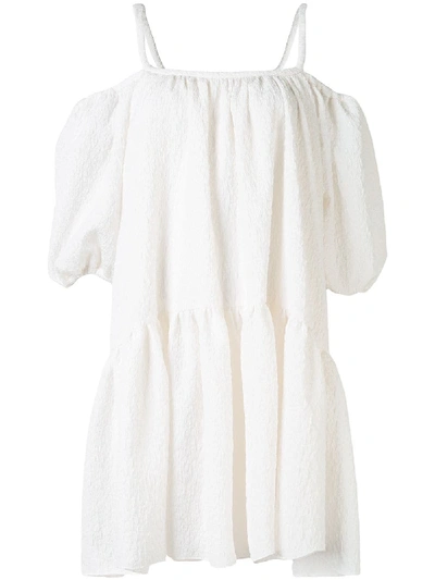 Shop Goen J Balloon Sleeve Mini Dress In White