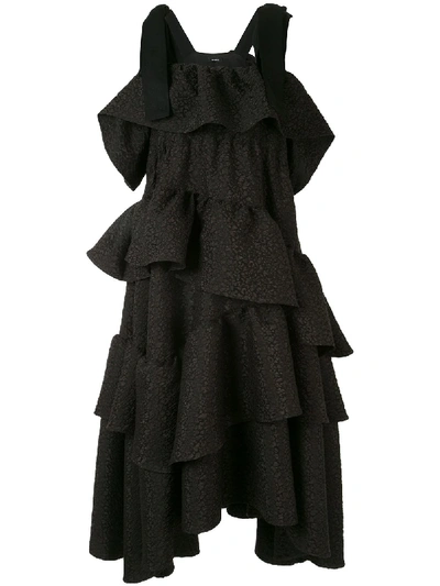 Shop Goen J Tiered Midi Dress In Black