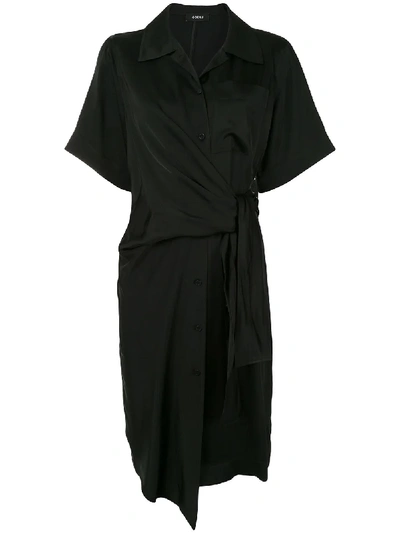 Shop Goen J Knot Detail Shirt Dress In Black