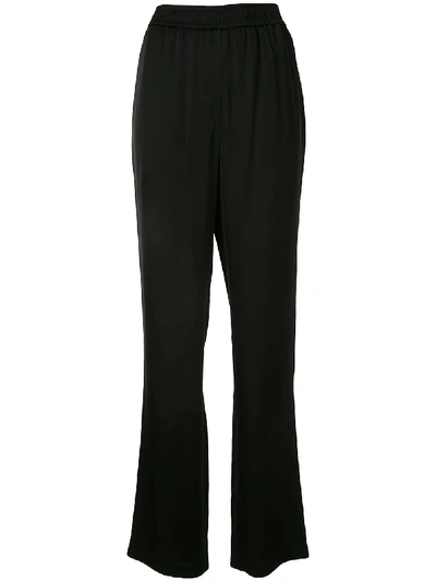 Shop Goen J Satin Straight-leg Trousers In Black