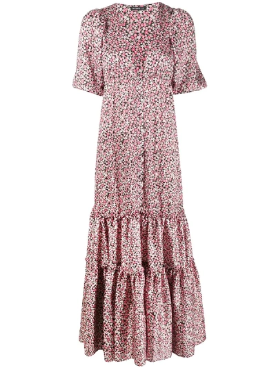 Shop Wandering Floral-print Tiered Maxi Dress In Pink