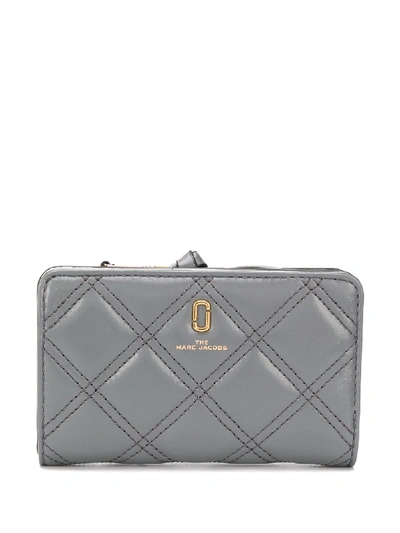 Shop Marc Jacobs Quilted Logo Wallet In Grey