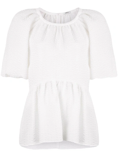 Shop Goen J Peplum Short-sleeve Blouse In White