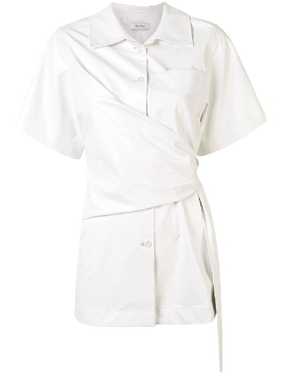 Shop Goen J Knot-detail Short Sleeve Shirt In White