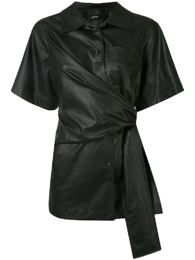 Shop Goen J Knot-detail Short Sleeve Shirt In Black
