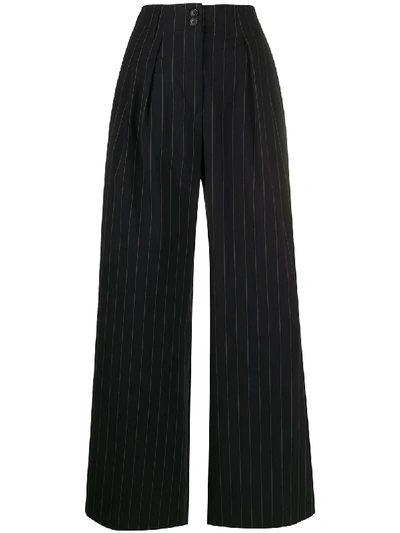 Shop Paul Smith Pinstriped Wide-leg Trousers In Black